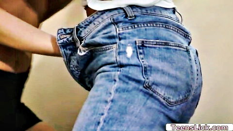 Carter Cruise pulls down MILF Alexis Fawx's jeans in lesbian tease