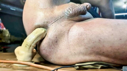 Hellbilly78 bent over for intense anal dildo penetration, explicit ass view