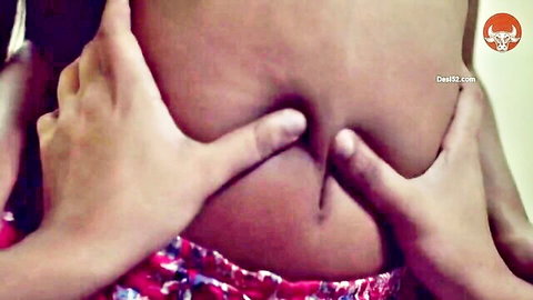 Busty Indian GF belly grabbed in erotic morning sex closeup