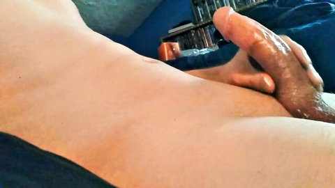 HilloSemen femboy masturbates erect cock, cums on stomach in daddy kink