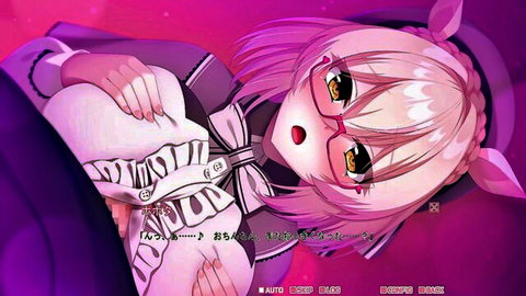 Pink-haired anime catgirl with glasses exposes small tits and pussy in open school uniform