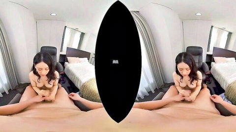 Japanese woman in VR POV sensually engages with partner, nude intimate heat