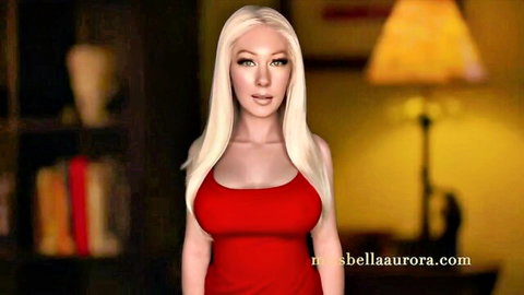 Bella Aurora blonde in tight red dress hypno JOI tease