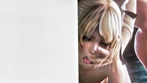 Seductive blonde in white top with tongue out, close-up tease
