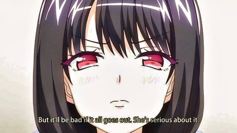 Serious black-haired anime girl with red eyes, Yari Agari Ep.2 thumbnail