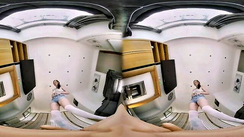 Hot babe in thigh-high stockings teases juicy facesitting in VR POV