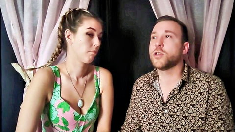 Coquette and Brad teasing intro in revealing dress, amateur couple preview