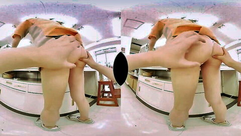 Japanese woman in VR POV bending over, spreading ass for sensual ecstasy