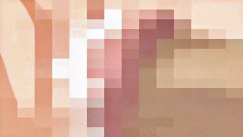 Abstract geometric art in Kunoichi Sakuya Ep.2, pink and orange blocks