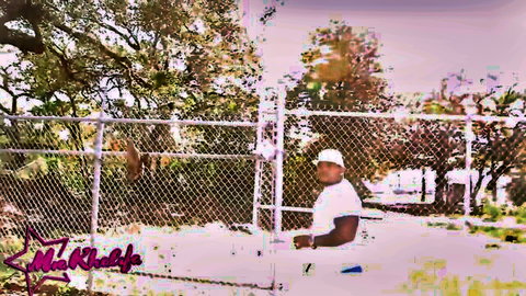 Rico in outdoor pose for hardcore porn with Mia, muscular black man