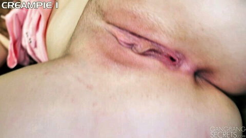 Ava's pussy overflowing with cum after seven creampies in gangbang
