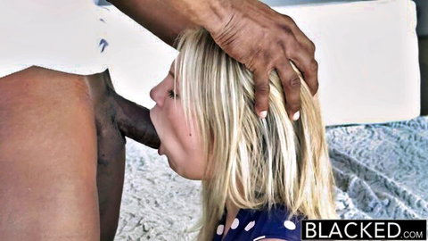 Scarlet Red gives intense blowjob to big black cock
