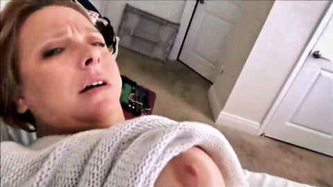 Brianna Beach in Step Mother's Awakened Dream, blonde MILF exposing breast in ecstasy