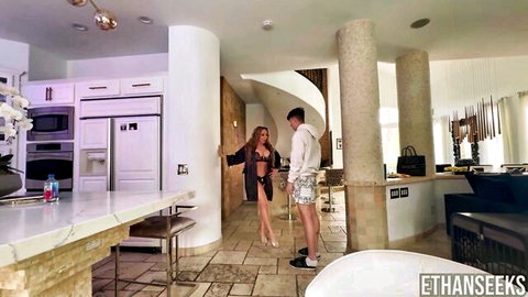 Richelle Ryan in sexy lingerie entices neighbor for naughty fun