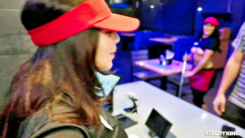 Anais Amore in red cap uniform at work in steamy Reality Kings scene