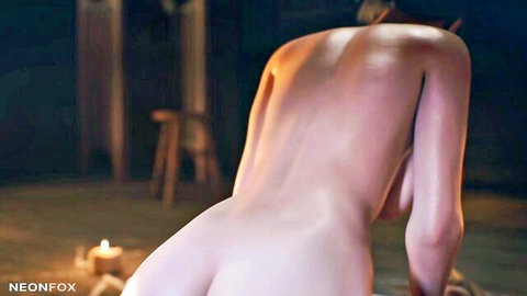 Tifa cosplay nude bent over, big ass and tits in Halloween scene