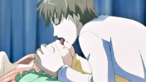 Hentai couple in oral sex scene, pink-haired girl receives cunnilingus