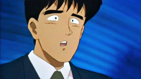 Surprised anime guy in suit from Shocking Pink Girl Momoko Ep.2