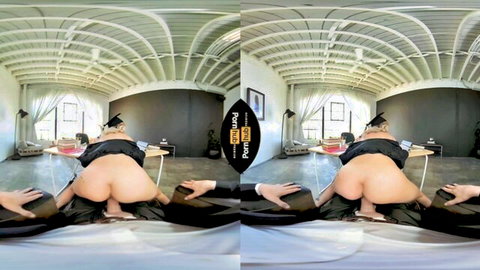 Alina Lopez in graduation gown bent over for doggy style sex