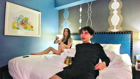 Aesus3x camgirl in fishnet pantyhose findom session with partner