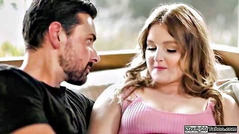 Eliza Eves in curvy stepdaughter taboo fantasy with stepdad, intimate gaze