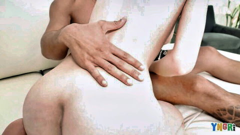 Pale teen Thalia Hayes nude embrace with Mike Skywalker from behind