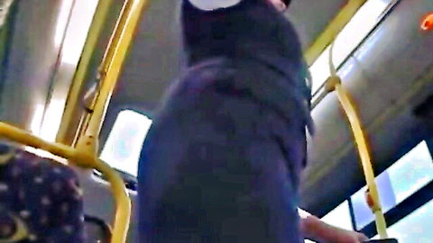 Thick bosoms stewardess handjob on bus, curvy figure in uniform