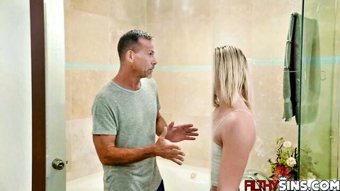Filthy Rich chats with blonde stepdaughter in bathroom, stepdad preview