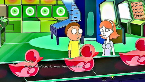 Rick and Morty parody: sexy orange-haired nurse flirts with Morty near pink ducks