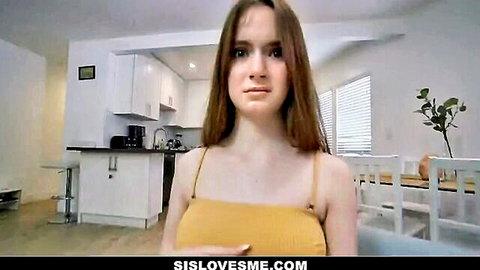 Hazel Moore big titty stepsis in yellow tank top, teasing pose