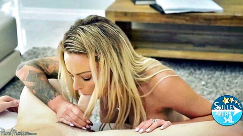 Isabelle Deltore blonde MILF giving intense blowjob in teacher fantasy