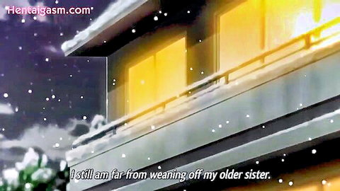 Hentai thumbnail of snowy night house scene from cheating wife anime