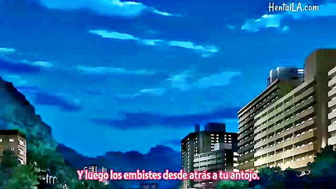 Hentai anime girl taking thrusts from behind in urban night scene