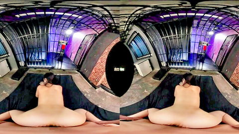 Nude Asian MILF bent over from behind in prison cell VR view