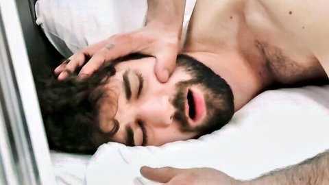 Bearded muscular guy gets his hairy ass pounded by another stud in intense gay scene