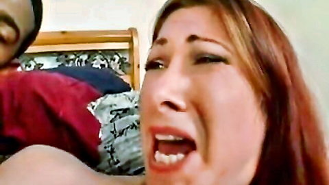Redhead mature woman screaming in ecstasy with wide open mouth during intense fuck