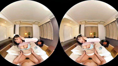 Japanese woman in lingerie spreads legs exposing pussy in VR POV erotic solo