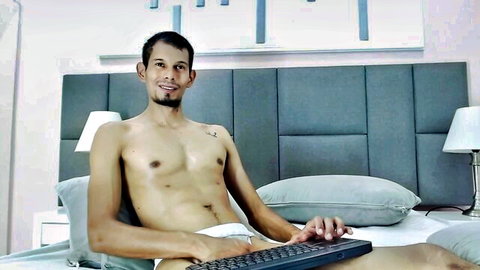 Bryan Wolf21 shirtless lean guy in underwear on bed, webcam tease