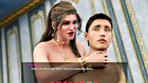 Evelyn Tgirl choking topless man in dominant intimate scene