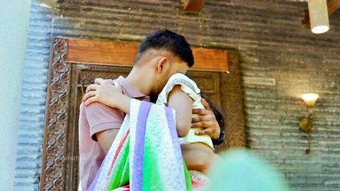 Intimate embrace of Indian Desi bride with lover in POV