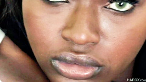 Seductive Ebony Noemie close-up in anal creampie scene with Manuel Ferrara