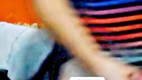 Blurry amateur gay DILF striped underwear pulled down by hands teasing cock exposure