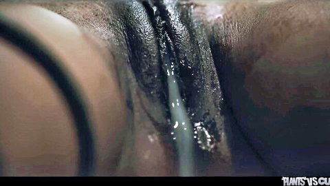 Barbie Rous close-up black pussy penetration with fluid drip