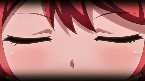 Blushing redhead anime girl with closed eyes in ecstasy, Princess Burst Ep. 2