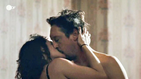 Friederike Becht passionate kiss in black lingerie Im Rausch 2024