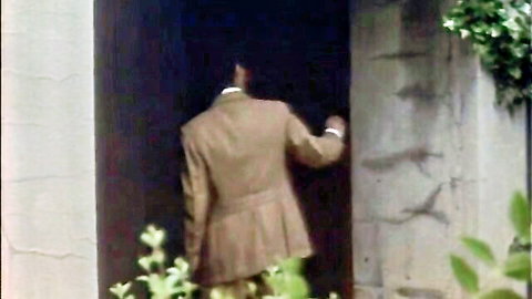 Vintage 1981 porn thumbnail: suited man entering doorway from behind