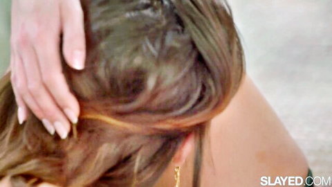 Vanna Bardot redhead with hand gripping her hair during intimate bed scene