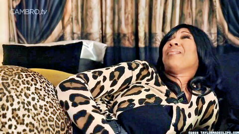 Vicki in leopard print lounging with curves in breast ass expansion