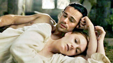 Harriet Slater nude tits in hot Outlander sex scene with male partner, 2025 TV show