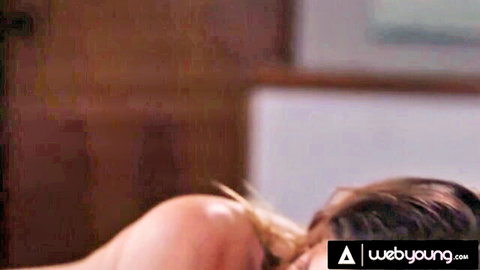 Sweaty brunette teen nude in steamy lesbian fuck with bestie